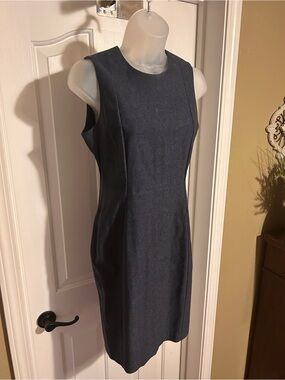 calvin klein chiffon cape sheath dress NWT Womens Calvin Klein Sheath Dress Chiffon Capelet Cape Indigo Blue 6